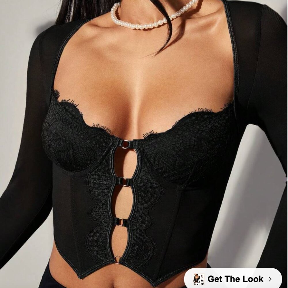 Long-Sleeve Corset Top